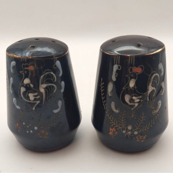 Vintage Redware Rooster Moriage 4-Piece Set 2-Shakers Coffee Pot & Lid Japan MCM - Picture 9 of 12